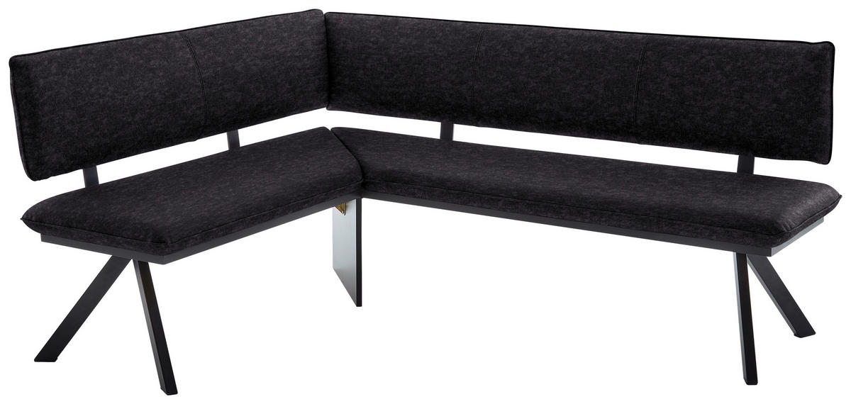 ECKBANK 140/180 cm  in Anthrazit, Schwarz  - Anthrazit/Schwarz, MODERN, Textil/Metall (140/180cm) - Cantus