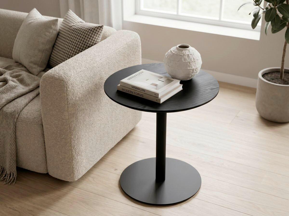 BEISTELLTISCH 48/48/43 cm Schwarz rund  - Schwarz, Design, Holzwerkstoff/Metall (48/48/43cm) - Xora