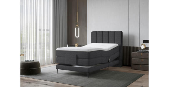 BOXSPRINGBETT 100/200 cm in Dunkelgrau - Dunkelgrau/Schwarz, Natur, Textil/Metall (100/200cm) - Esposa