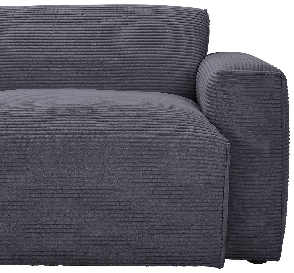 ECKSOFA in Cord Graphitfarben  - Schwarz/Graphitfarben, Design, Kunststoff/Textil (196/303cm) - Livetastic