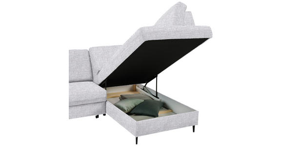 ECKSOFA Hellgrau Chenille - Hellgrau/Schwarz, MODERN, Holz/Textil (241/184cm) - Carryhome