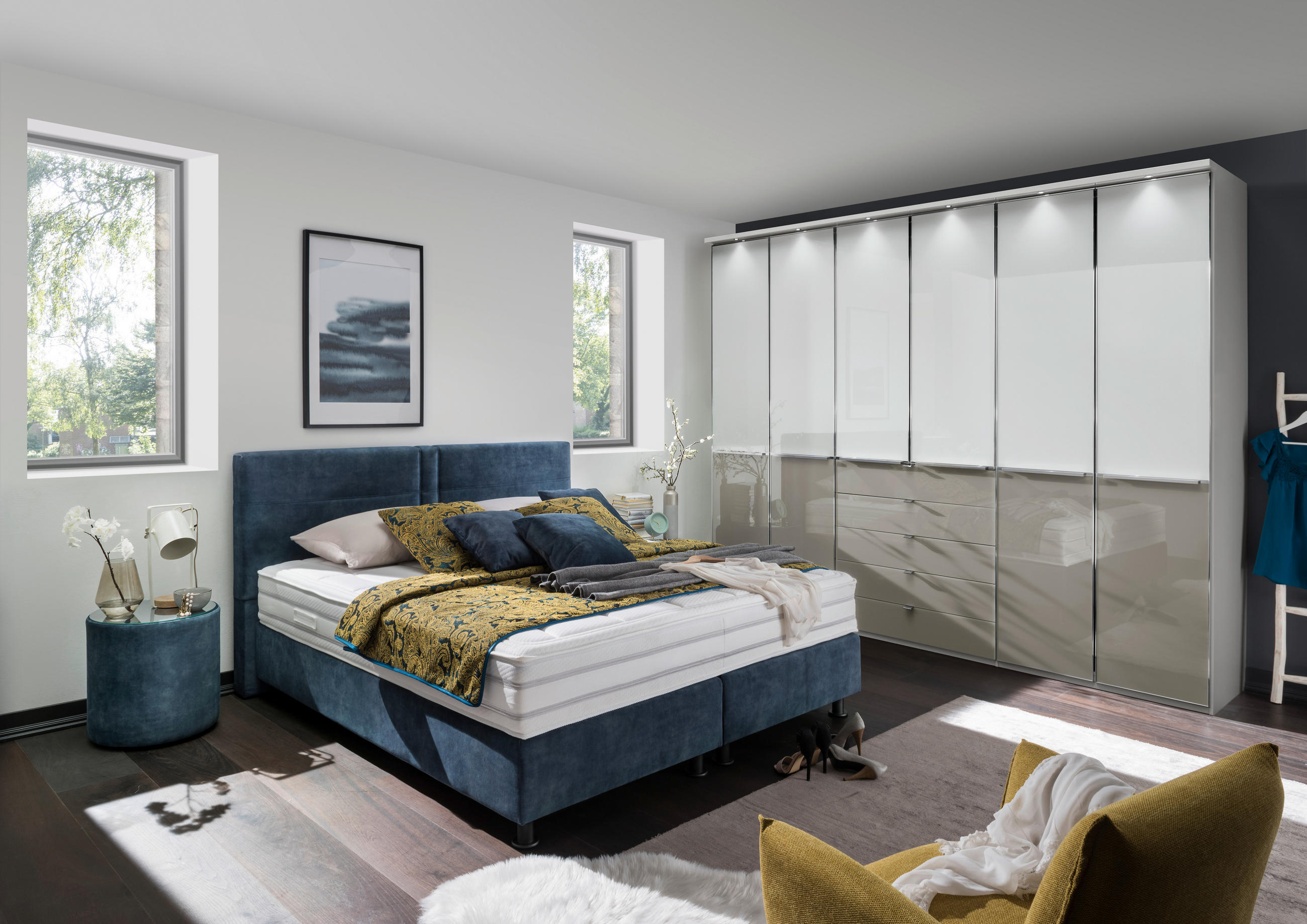 BOXSPRINGBETT 180/200 cm  in Petrol  - Petrol/Schwarz, Design, Textil/Metall (180/200cm) - Beldomo - Sleep