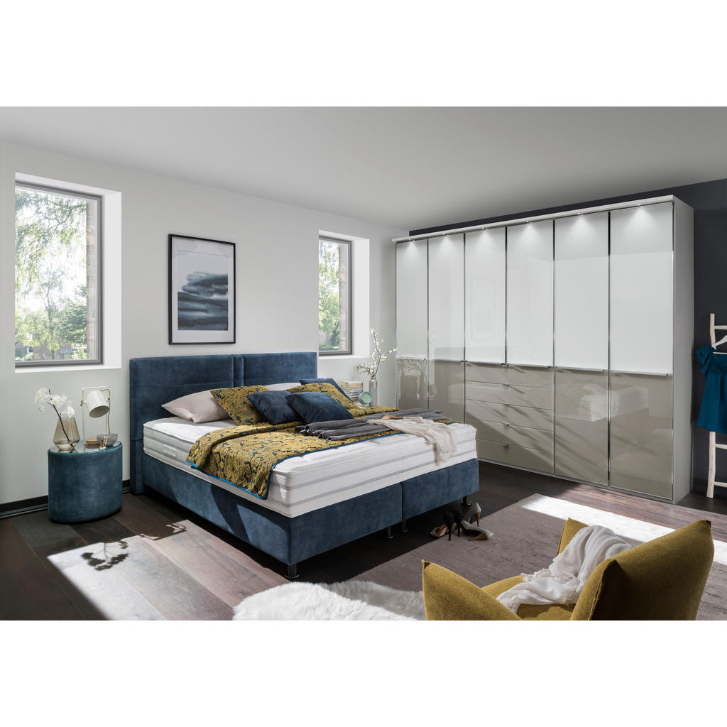 Thumbnail - Beldomo - Sleep Boxspringbett, Petrol, Textil, H2 + H3, Höhe ca. 26 cm, 180x200 cm, Goldenes M, Made in EU, Matratze, ge...