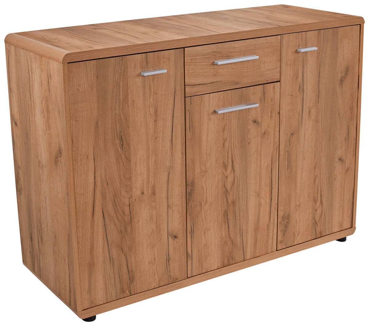 KOMODA, barve hrasta  - črna/barve hrasta, Trendi, umetna masa/leseni material (131,8/87,2/40cm) - Carryhome
