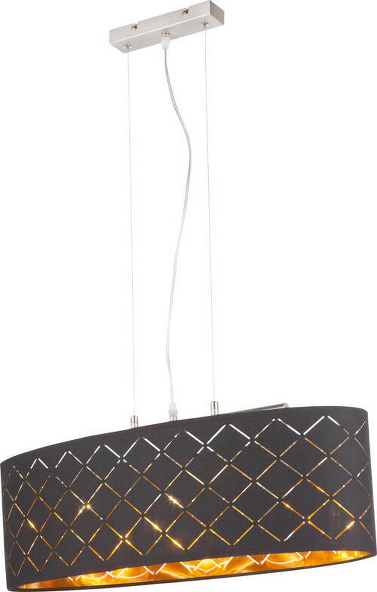 LED-HÄNGLAMPA 65/25/140 cm  - svart/guldfärgad, Design, metall/textil (65/25/140cm) - Globo
