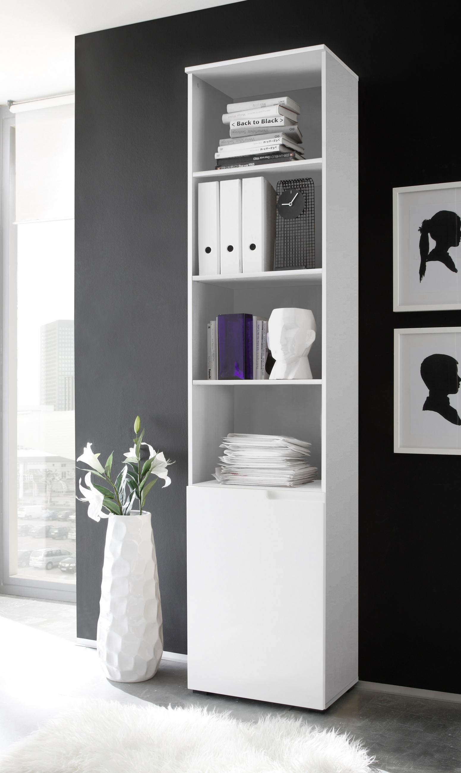 KOMODA, biela, 50/216/35 cm - biela/hliníková, Design, kompozitné drevo (50/216/35cm) - Xora