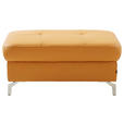 HOCKER in Leder Currygelb  - Currygelb/Silberfarben, Design, Leder/Metall (95/48/74cm) - Novel