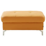 HOCKER in Leder Currygelb  - Currygelb/Silberfarben, Design, Leder/Metall (95/48/74cm) - Novel