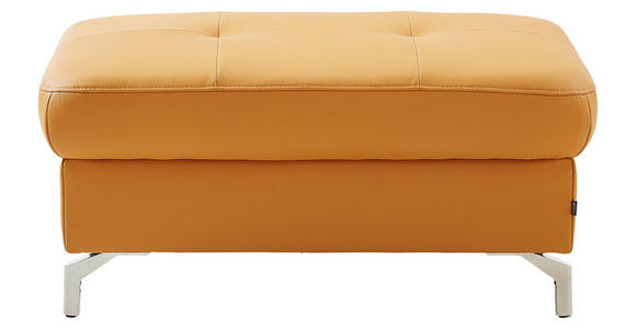 HOCKER in Leder Currygelb  - Currygelb/Silberfarben, Design, Leder/Metall (95/48/74cm) - Novel