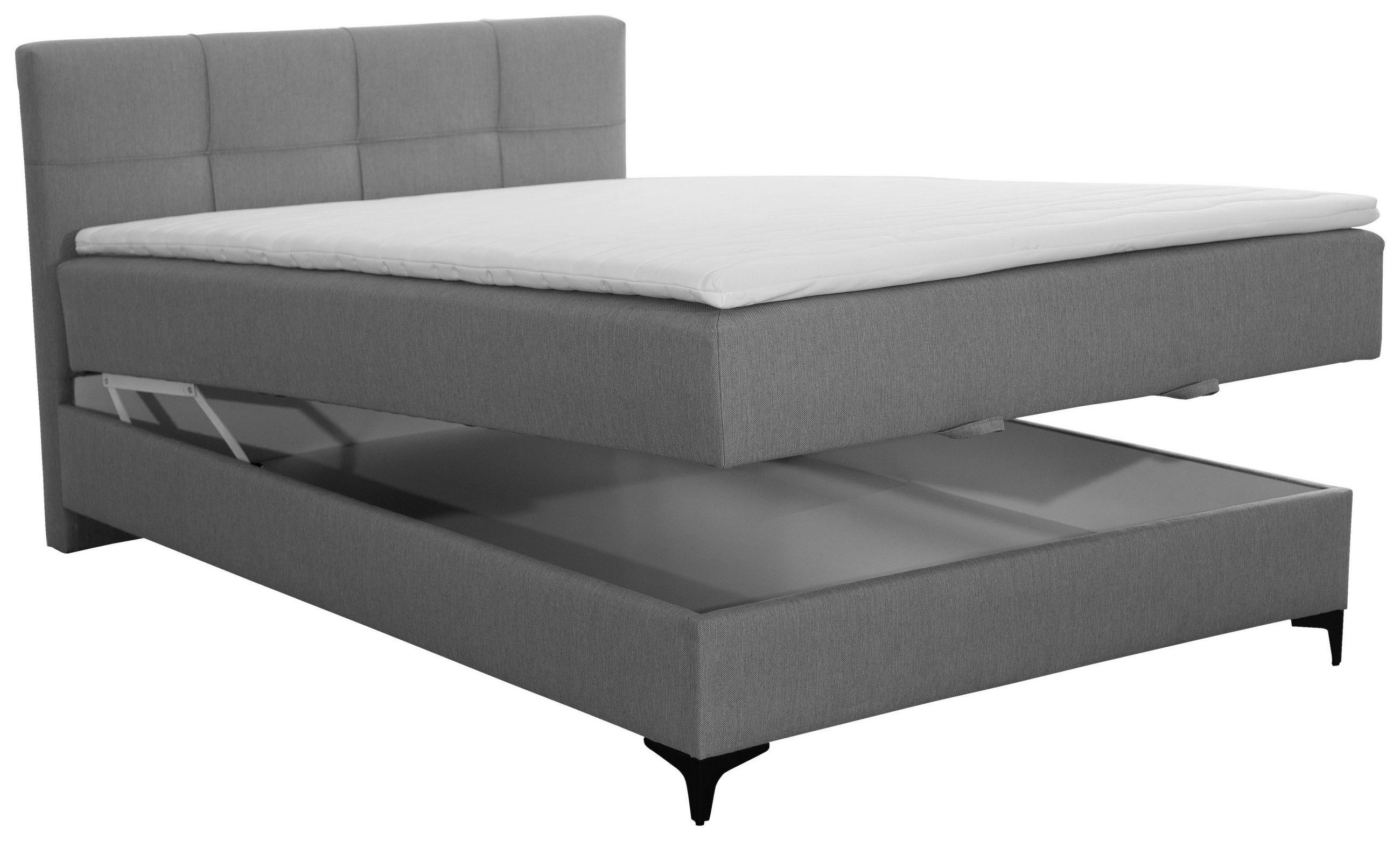 POLSTERBETT Bettkasten, Topper 140/200 cm  in Grau  - Schwarz/Grau, MODERN, Textil/Metall (140/200cm) - MID.YOU