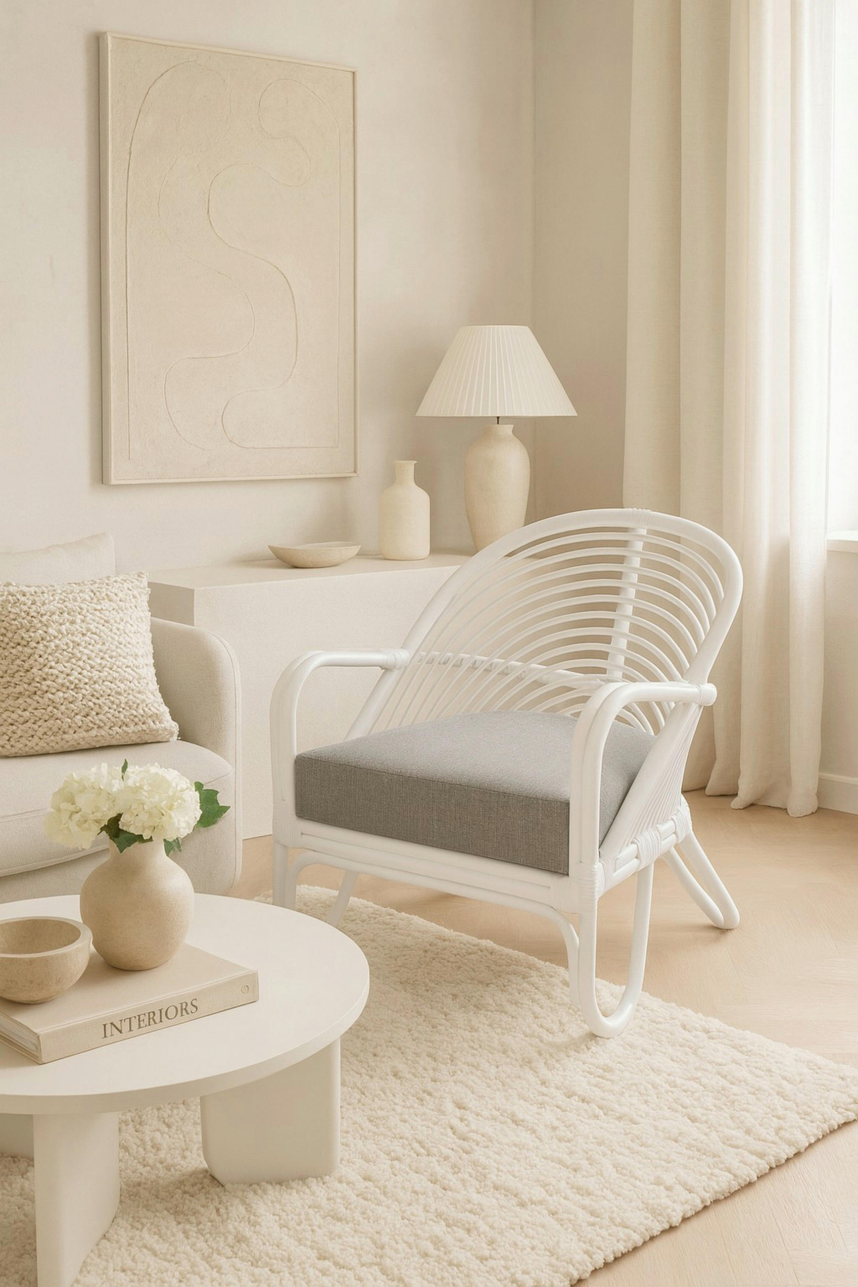 RELAXSESSEL Flachgewebe Sitzkissen    - Weiß, Natur, Holz/Textil (72/70/80,5cm) - MID.YOU