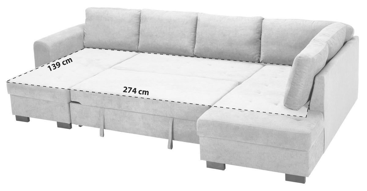 WOHNLANDSCHAFT Grau Mikrofaser  - Schwarz/Grau, MODERN, Kunststoff/Textil (155/305/178cm) - P & B