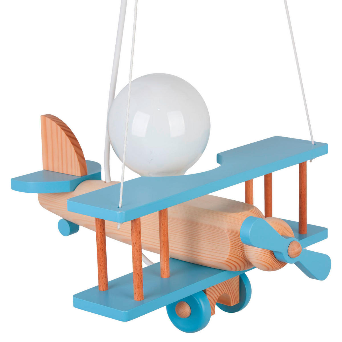 KINDERHÄNGELEUCHTE 29/31/75 cm   - Blau/Naturfarben, KONVENTIONELL, Holz (29/31/75cm)