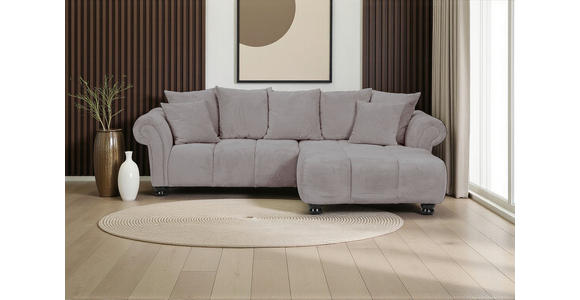 ECKSOFA Grau Plüsch  - Dunkelbraun/Grau, KONVENTIONELL, Holz/Textil (288/190cm) - Carryhome