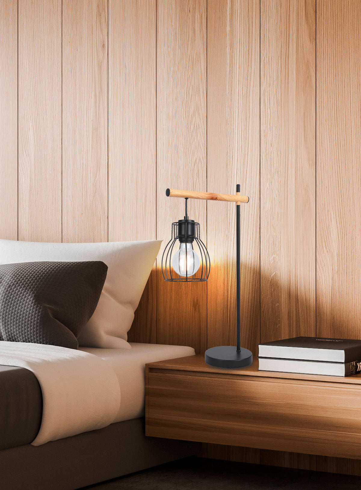 BORDSLAMPA 15/29/55 cm   - svart, Natur, metall (15/29/55cm)