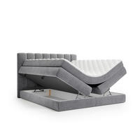 BOXSPRINGBETT 180/200 cm,  in Dunkelgrau, Bettkasten, Matratzen, H2 + H3 = mittel + fest  - Silberfarben/Schwarz, KONVENTIONELL, Kunststoff/Textil (180/200cm) - Carryhome