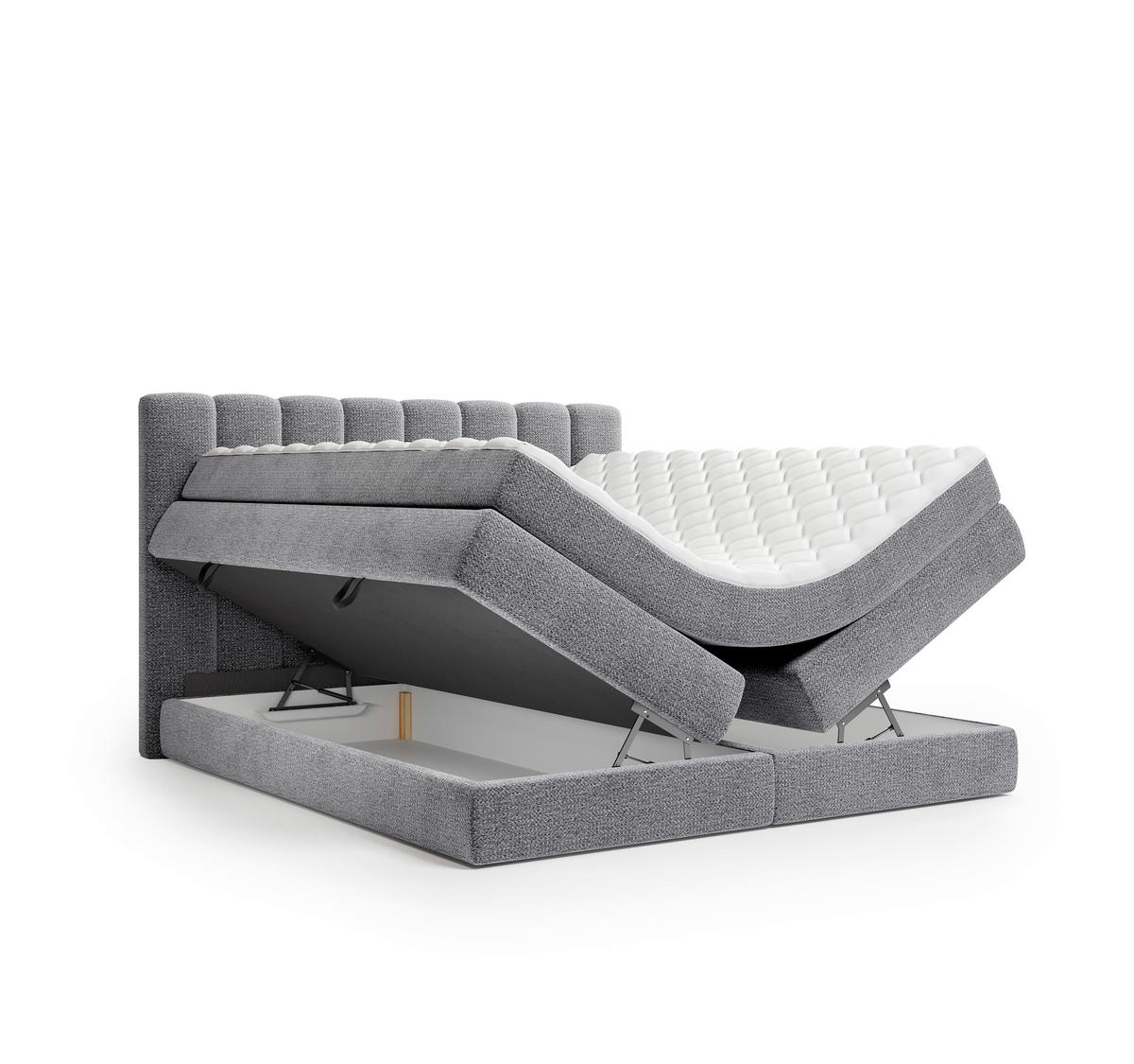BOXSPRINGBETT 140/200 cm,  in Dunkelgrau, Bettkasten, Matratzen, H2 + H3 = mittel + fest  - Dunkelgrau/Schwarz, KONVENTIONELL, Kunststoff/Textil (140/200cm) - Carryhome