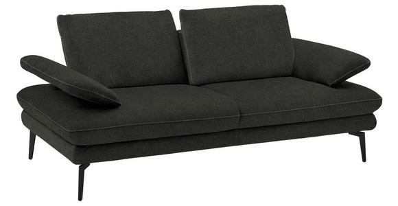 2,5-SITZER in Velours Dunkelgrau - Dunkelgrau/Beige, Design, Textil/Metall (196/89/104cm) - Dieter Knoll