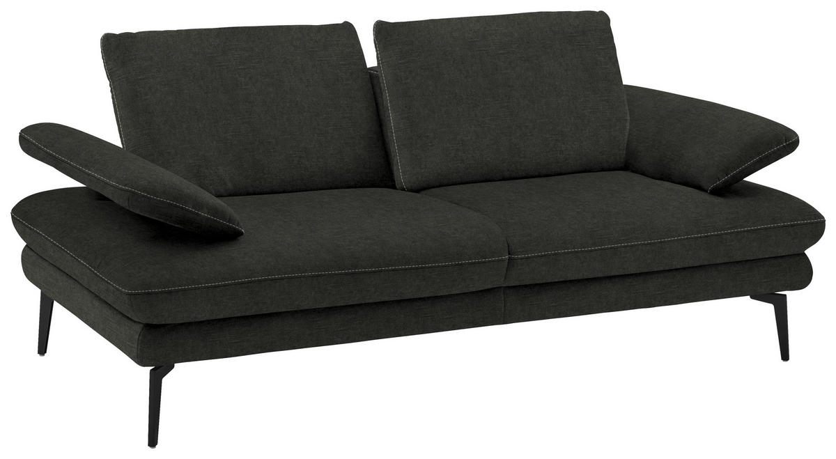 2,5-SITZER in Velours Dunkelgrau  - Dunkelgrau/Beige, Design, Textil/Metall (196/89/104cm) - Dieter Knoll