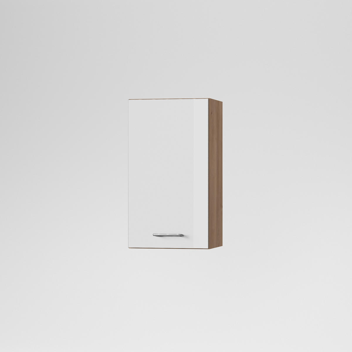 KONYHAI FALISZEKRÉNY - tölgyfa/magasfényű fehér, Basics, fa/fém (40/72/33cm) - Carryhome