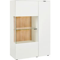 VYSOKÁ KOMODA, divoký dub, bílá, barvy dubu, 95/139,6/42 cm - bílá/černá, Design, kov/dřevo (95/139,6/42cm) - Novel