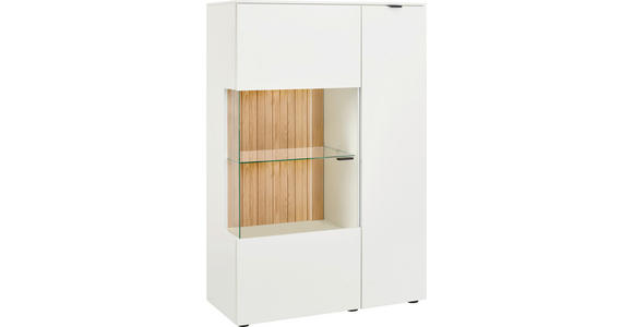HIGHBOARD Weiß, Eichefarben  95/139,6/42 cm  - Eichefarben/Anthrazit, Design, Glas/Holz (95/139,6/42cm) - Novel
