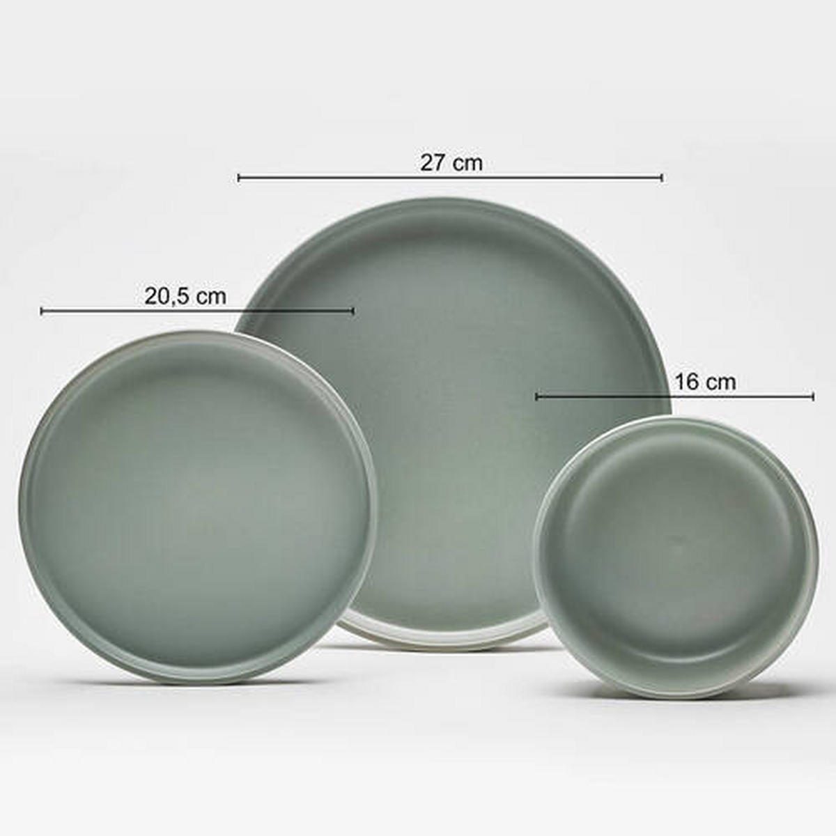 KOMPLETT SERVIS Prato 16 delar  - salviagrön, Klassisk, keramik (30/30/30cm) - Van Well