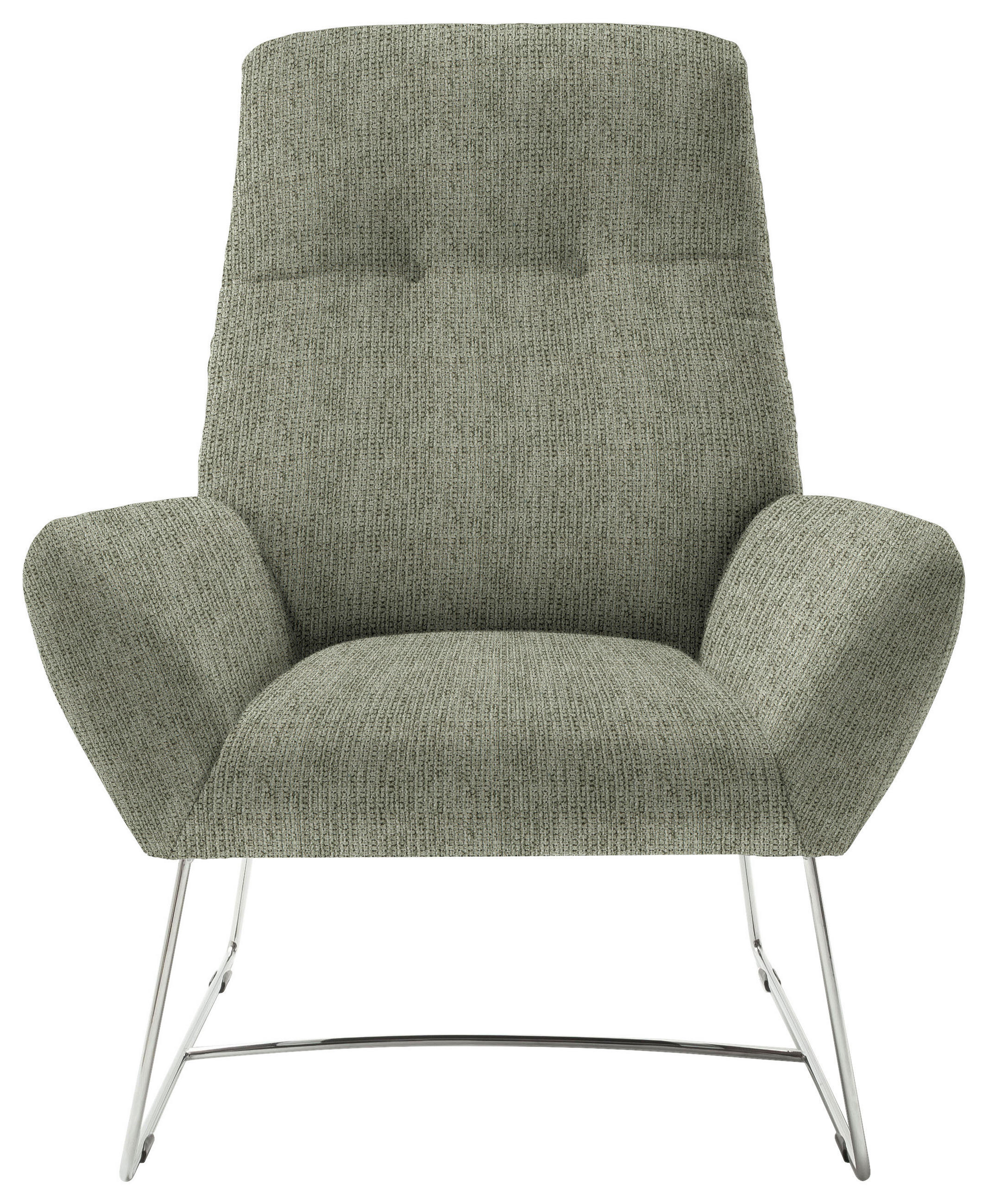 SESSEL Flachgewebe Olivgrün    - Chromfarben/Olivgrün, Design, Textil/Metall (82/102/81cm) - Pure Home Lifestyle