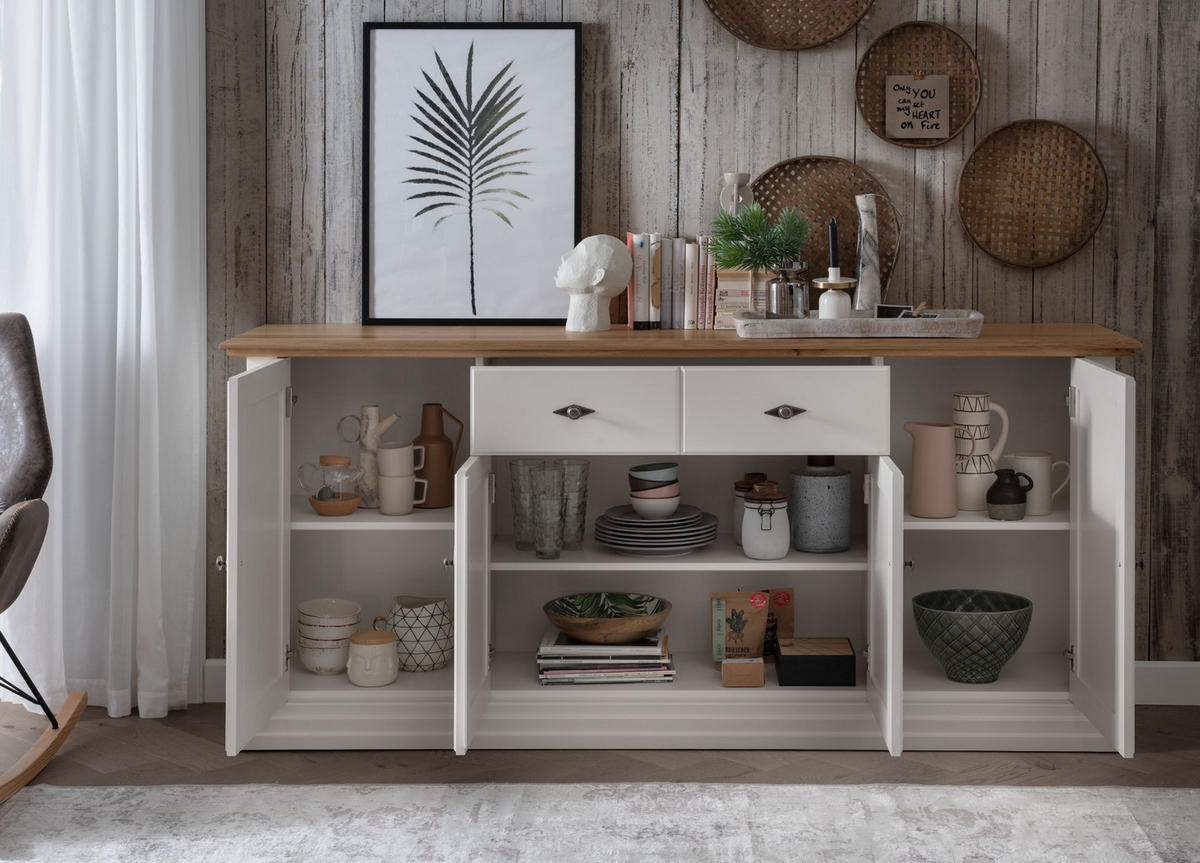 SIDEBOARD  in 202/91/45 cm  - Weiß, Design, Holz (202/91/45cm) - Livetastic