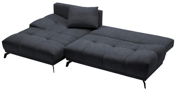 ECKSOFA in Chenille Dunkelblau  - Schwarz/Dunkelblau, MODERN, Textil/Metall (182/290cm) - Hom`in