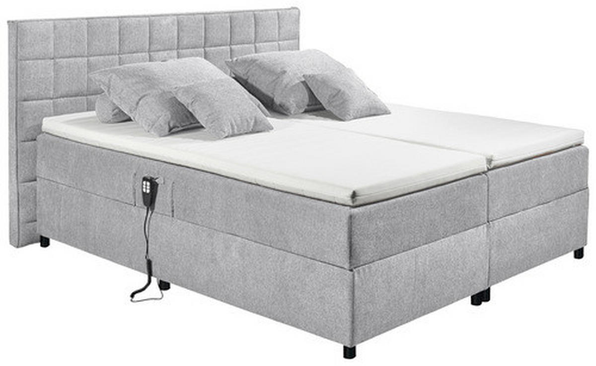 BOXSPRING-ÁGY 180/200 cm  világosszürke  - világosszürke/ezüst, Basics, műanyag/faalapú anyag (180/200cm) - MID.YOU