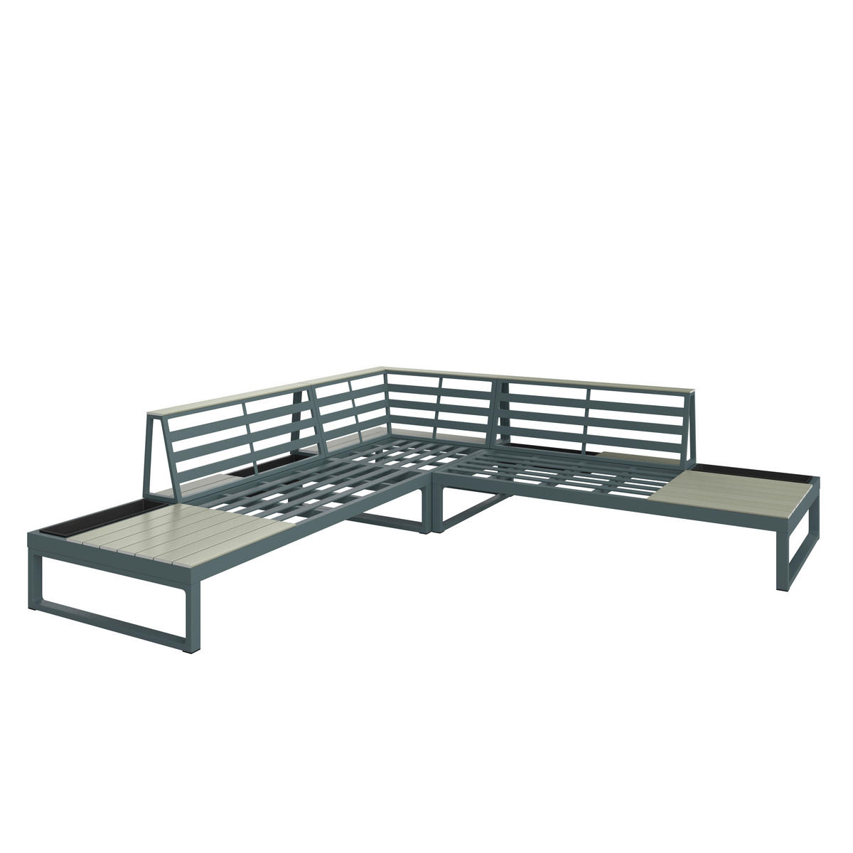 LOUNGEGARNITUR Aluminium  - Dunkelgrau/Beige, MODERN, Textil/Metall - Ambia Garden
