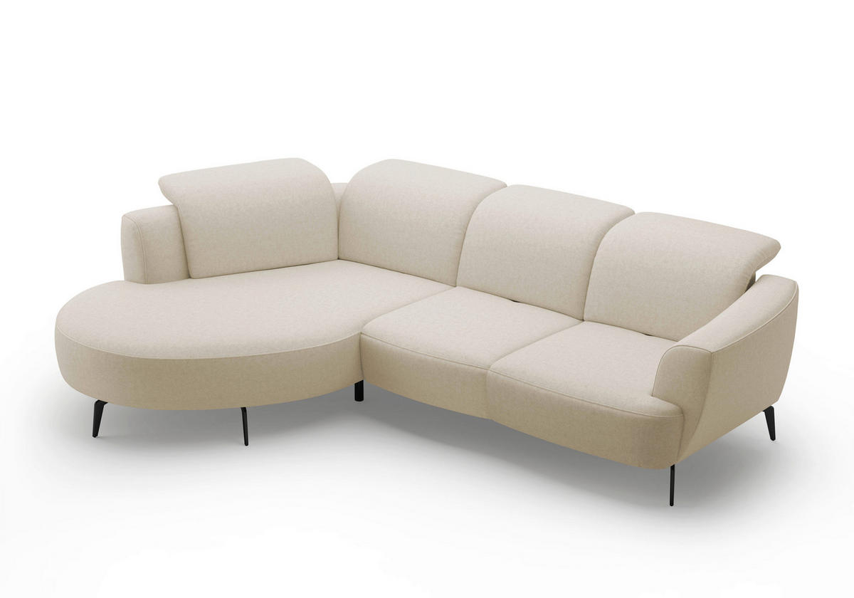 ECKSOFA in Flachgewebe Creme  199/309 cm  - Creme/Schwarz, KONVENTIONELL, Textil/Metall (199/309cm) - Sit & More