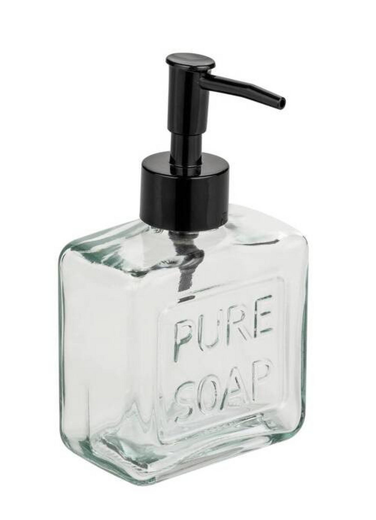 SEIFENSPENDER Kunststoff, Glas  - Transparent/Schwarz, Basics, Glas/Kunststoff (9/15,5/5cm) - Wenko