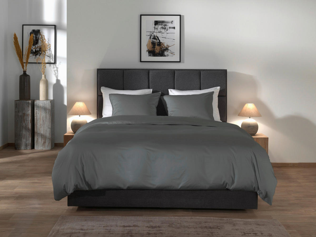 BETTWÄSCHE 2-teilig Suite-Dubai Makosatin 135/200 cm  - Dunkelgrau, Basics, Textil (135/200cm)