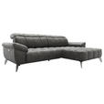 ECKSOFA in Chenille Dunkelgrau  - Dunkelgrau/Silberfarben, Design, Textil/Metall (266/105-178cm) - Xora