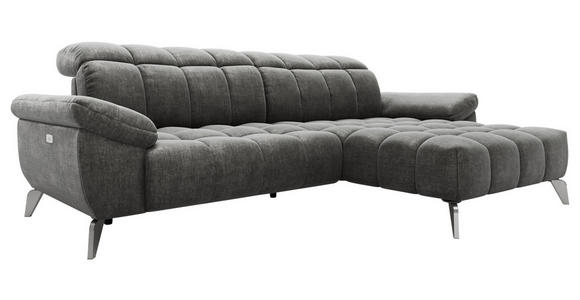 ECKSOFA in Chenille Dunkelgrau  - Dunkelgrau/Silberfarben, Design, Textil/Metall (266/105-178cm) - Xora