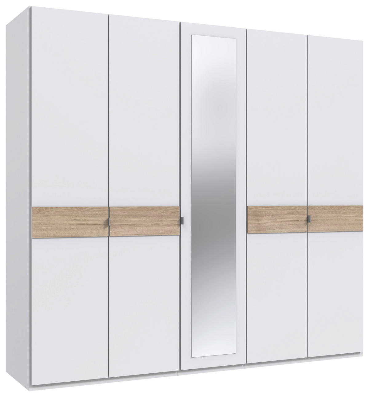 DREHTÜRENSCHRANK Weiss, Eichefarben, Hickory  - Weiss/Eichefarben, Konventionell, Glas/Holzwerkstoff (225/208/58cm) - Carryhome