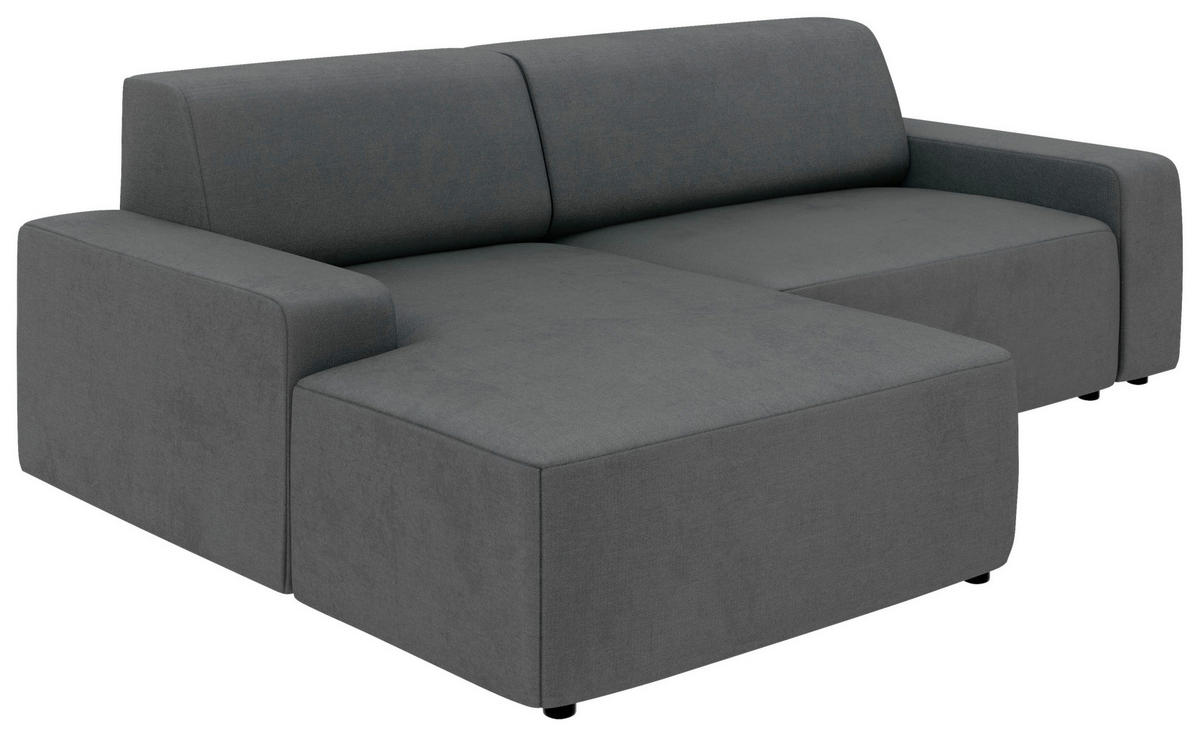 ECKSOFA in Struktur Anthrazit  - Anthrazit/Schwarz, Modern, Kunststoff/Textil (162/246cm) - Trendmanufaktur