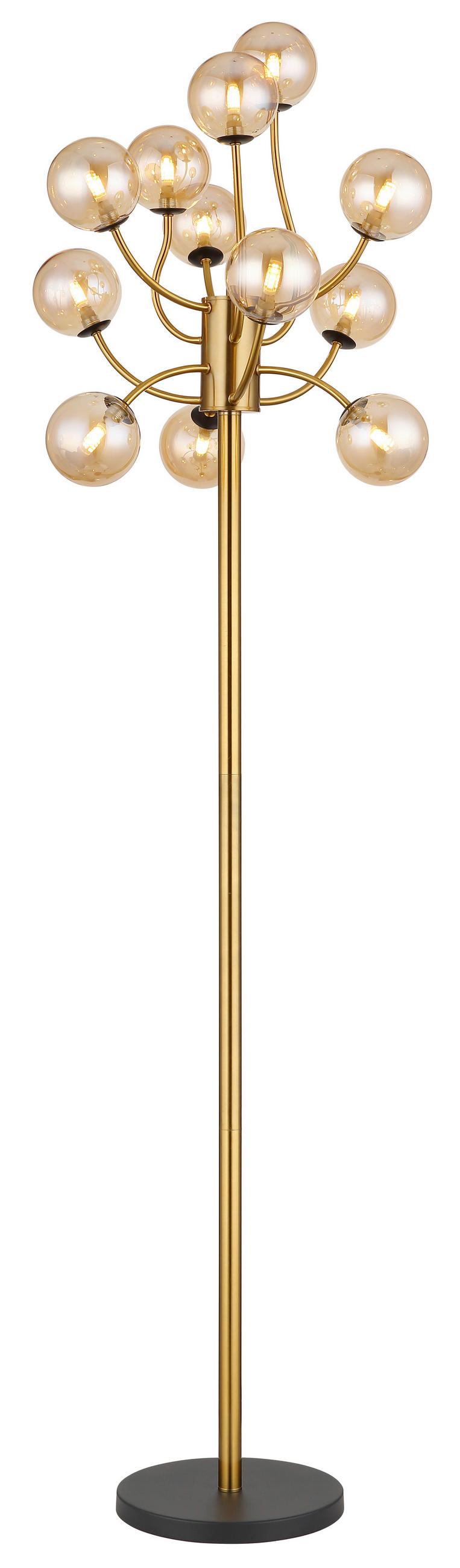 LED-STEHLEUCHTE  62/200 cm   - Messingfarben/Goldfarben, Design, Glas/Kunststoff (62/200cm) - Globo