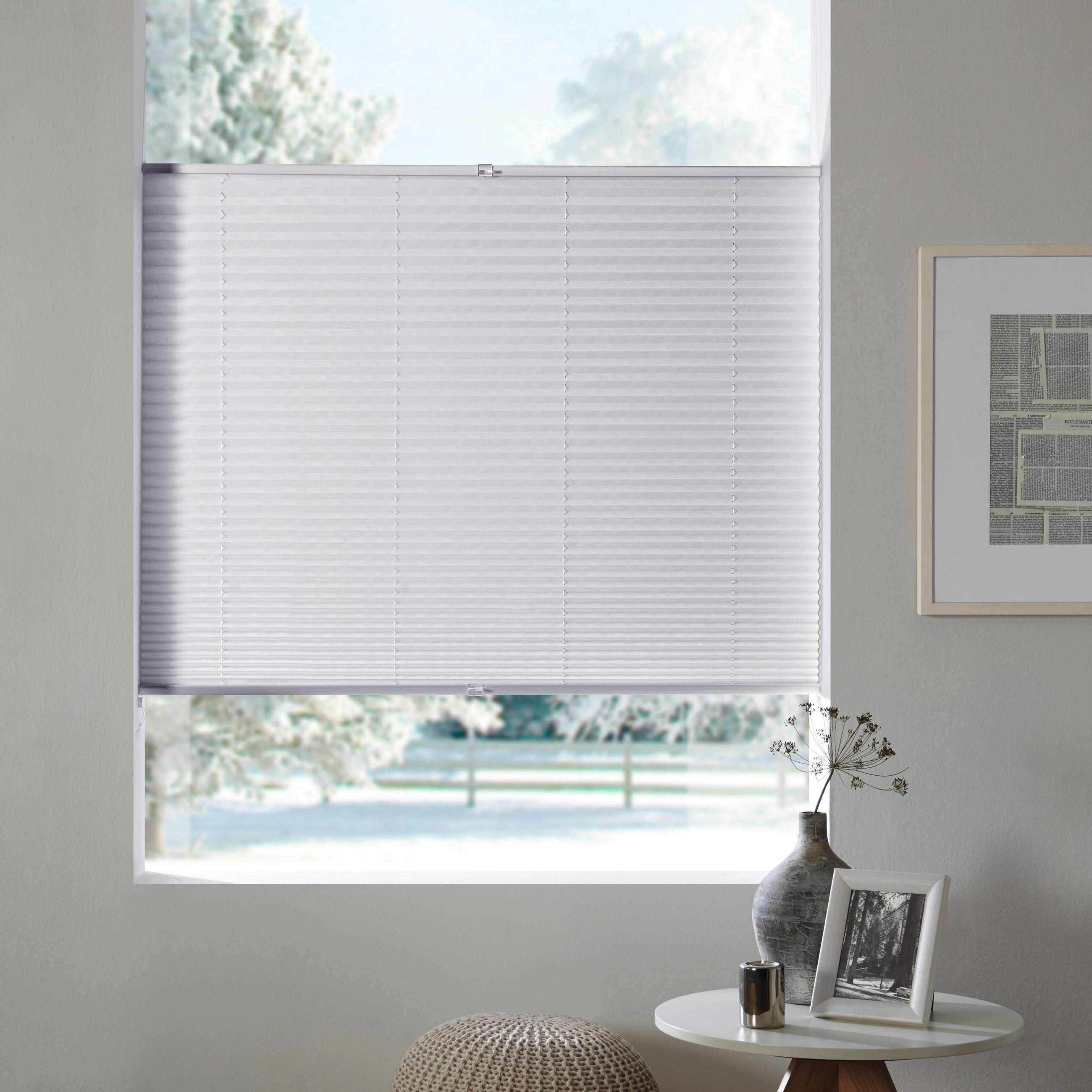 PLISSEE 100/130 cm  - Weiß, Basics, Textil (100/130cm) - Homeware