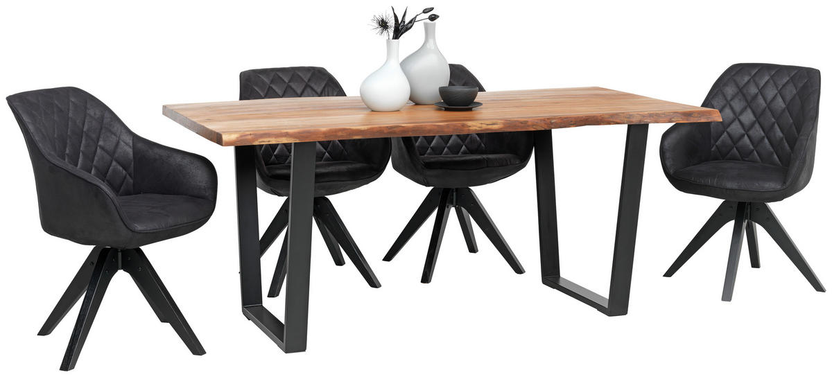 ARMLEHNSTUHL  in Mikrofaser  - Dunkelgrau/Schwarz, Design, Holz/Textil (60/83/65cm) - Landscape