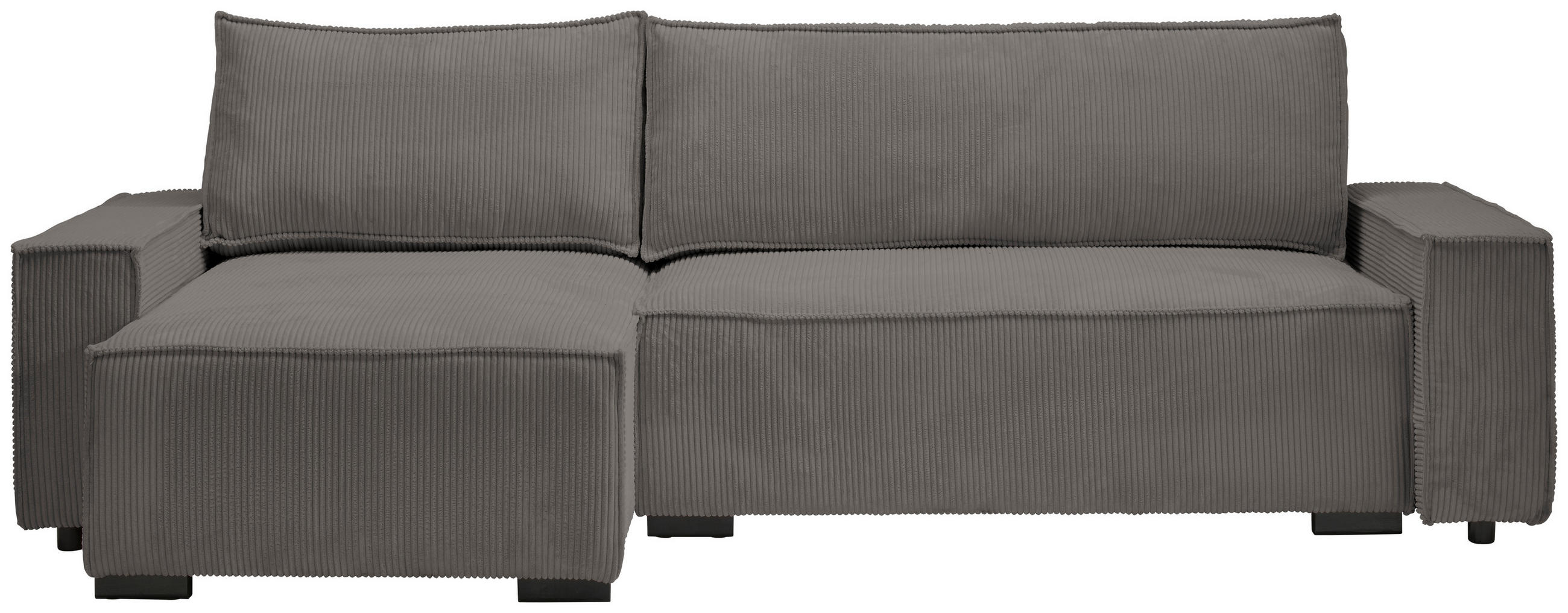 ECKSOFA in Cord, Webstoff Braun  - Schwarz/Braun, Modern, Holz/Textil (157/265cm) - Carryhome