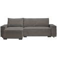 ECKSOFA in Cord, Webstoff Braun  - Schwarz/Braun, MODERN, Holz/Textil (157/265cm) - Carryhome