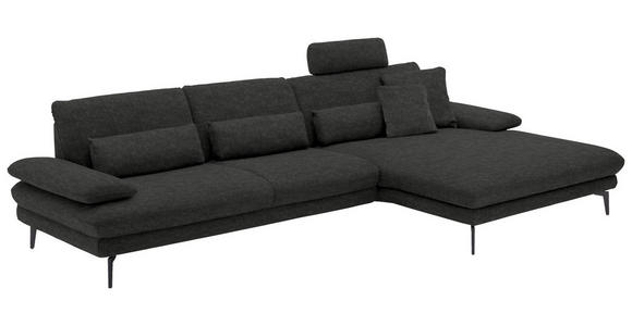 ECKSOFA in Velours Anthrazit 310/180 cm - Anthrazit/Schwarz, Design, Textil/Metall (310/180cm) - Dieter Knoll