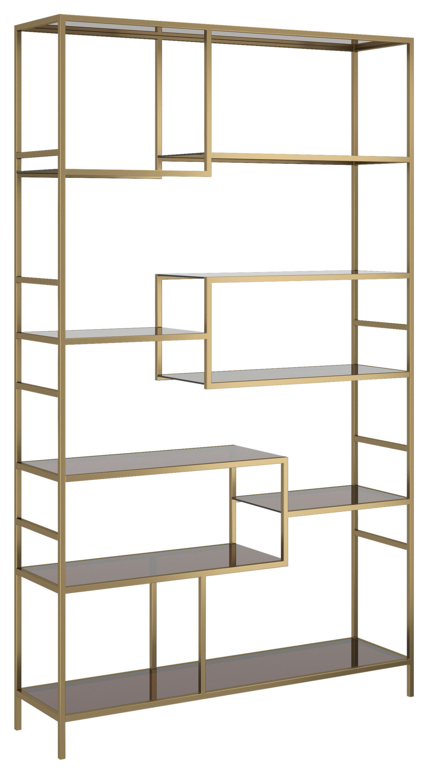 REGAL  115/195/30 cm Goldfarben, Hellbraun  - Hellbraun/Goldfarben, Design, Glas/Metall (115/195/30cm) - Kare-Design
