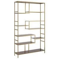 REGAL  115/195/30 cm Goldfarben, Hellbraun  - Hellbraun/Goldfarben, Design, Glas/Metall (115/195/30cm) - Kare-Design
