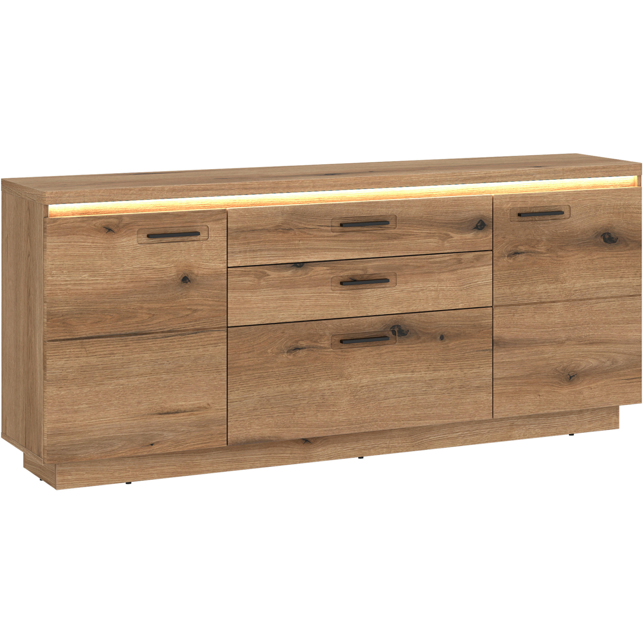 ŠIROKÁ KOMODA, farba duba, 180/80,7/44,6 cm - čierna/farba duba, Basics, kov/kompozitné drevo (180/80,7/44,6cm) - Hom`in