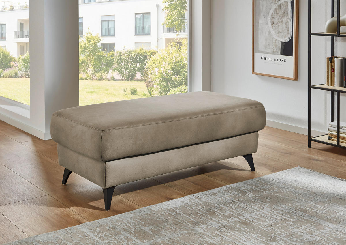 HOCKER Dieter Knoll Mikrofaser Beigebraun  - Beigebraun/Schwarz, Design, Textil/Metall (131/47/68cm) - Dieter Knoll