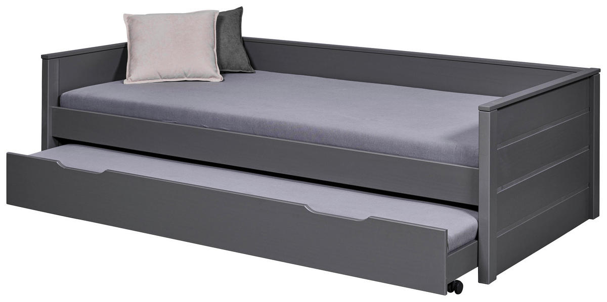 AUSZIEHBETT 90/200 cm  in Grau  - Naturfarben/Grau, KONVENTIONELL, Holz (90/200cm) - MID.YOU